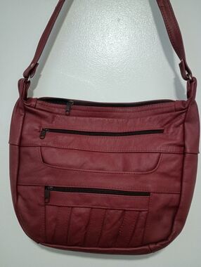 Genuine Leather Crossbody Shoulder Bag in Burgundy Purse Made In Mexico